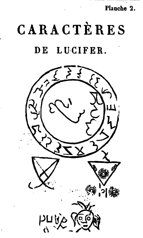 Caractères de lucifer [sigils présentés sur la page]
