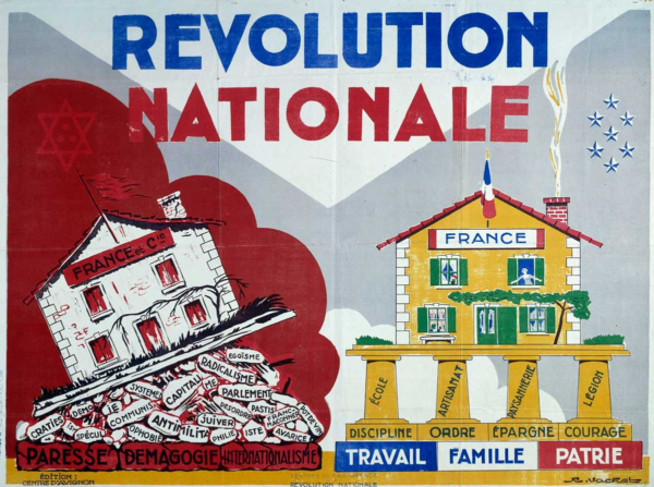 Affiche de propagande : travail, famille, patrie