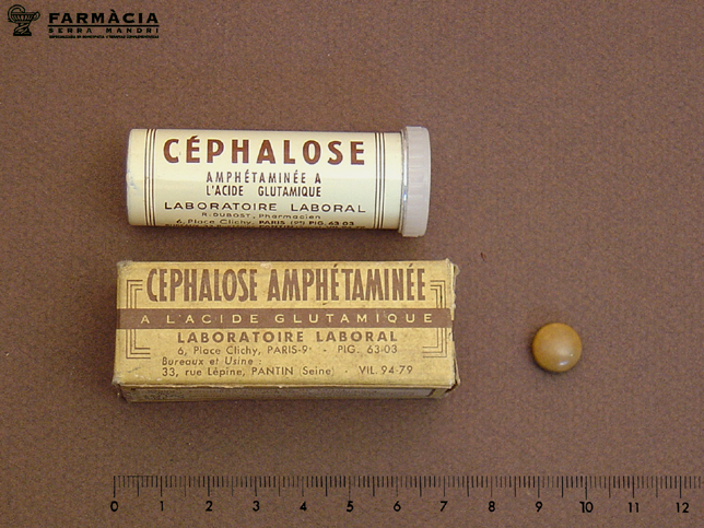 Photographie d'un tube de Cephalose amphétaminée à l'acide glutamique.