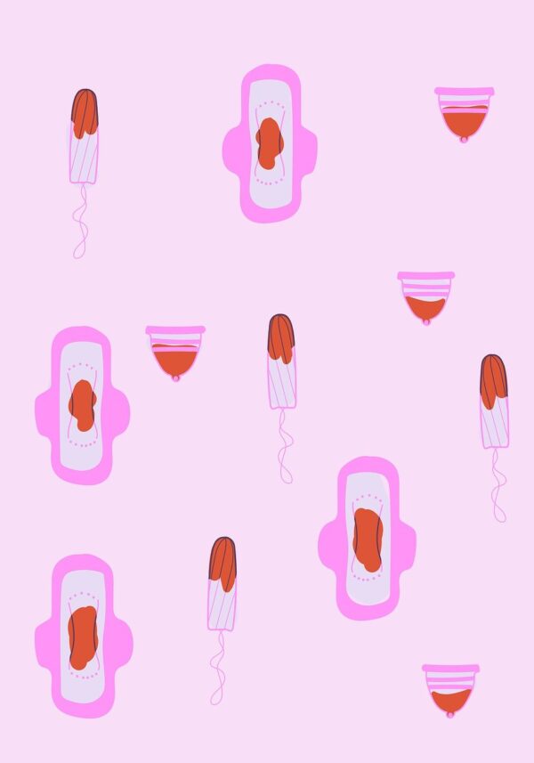 Images de produits menstruels tachés (c'est une illustration)